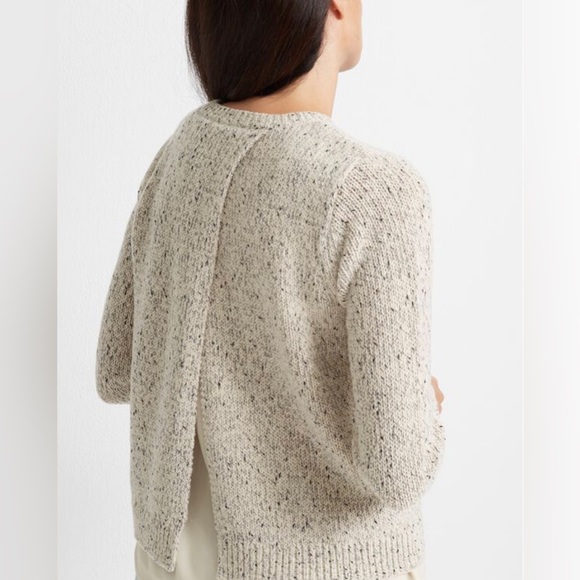 Club Monaco Split Back Woven Sweater in Cream Size Small - Picture 2 of 2